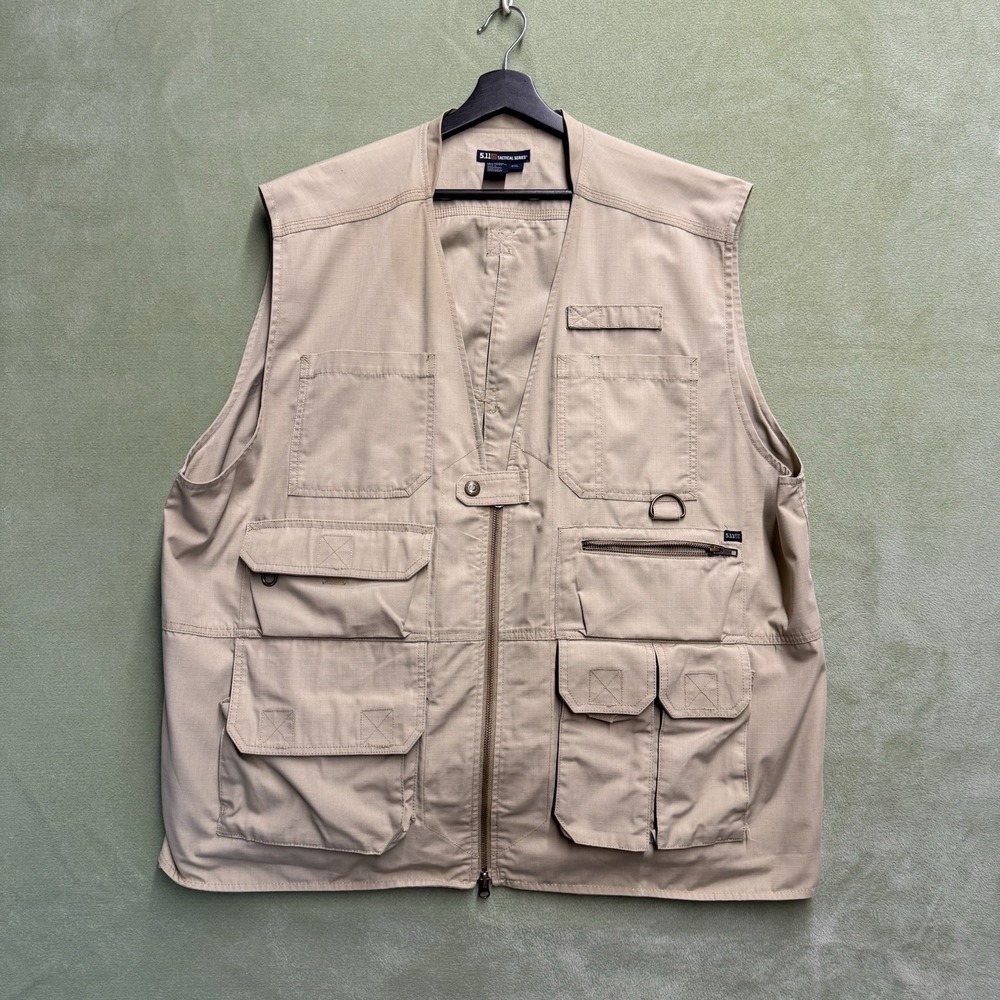 5.11 Tactical Series Men's XXXL 3XL Beige Cargo Vest Outdoor Fishing Hiking